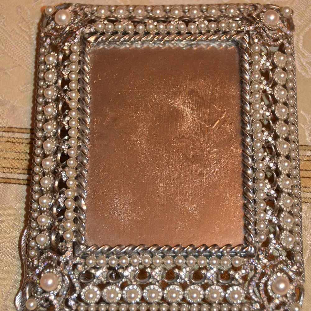 RARE JAY STRONGWATER JAYS 1ST PATRICIA DUCHESS SILVER CRYSTAL PEARL ENAMEL FRAME